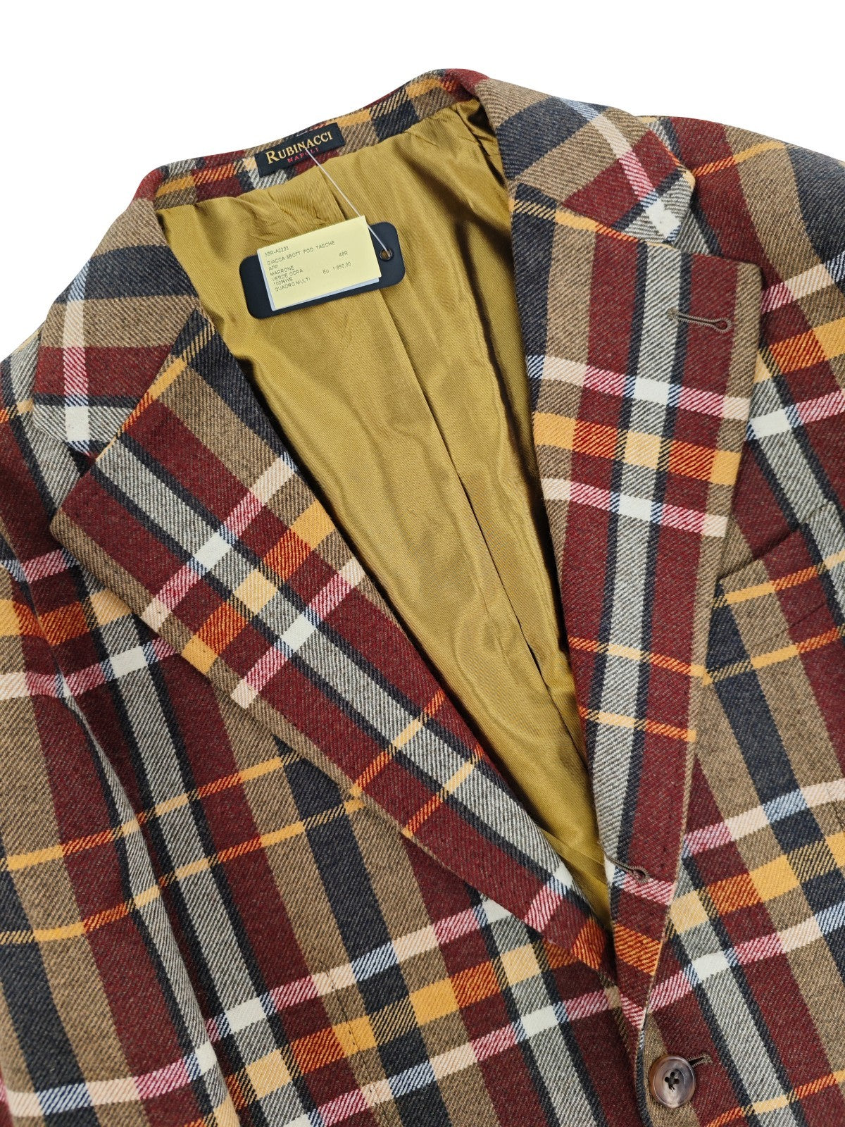 $2200 RUBINACCI Green / Brown Checks Jacket Sport Coat 100% Cashmere 38 US 48 EU