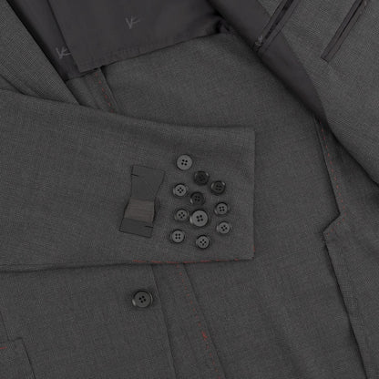 $6550 ISAIA NAPOLI "Capri" Charcoal Gray Suit Hand-Sewn Fine Wool Micro Checks