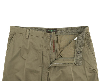 780$ ETRO MILANO Olive Green Fine Cotton Pant Straight Leg 38 US / 54 EU
