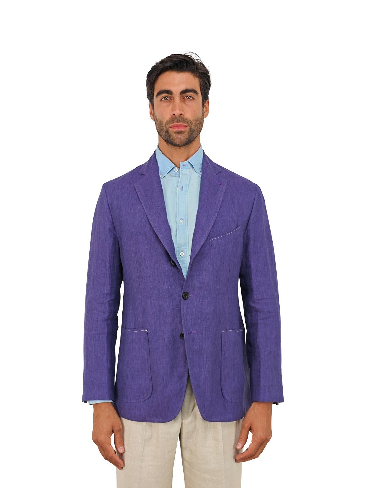 $1650 RUBINACCI NAPOLI Purple Unlined Jacket Sport Coat  100% Linen 40 US 50 EU