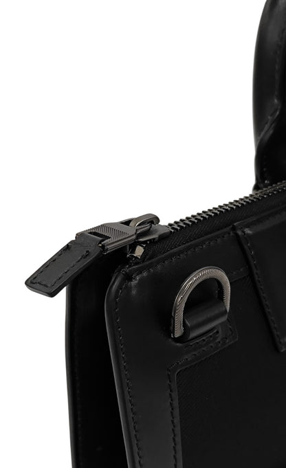 1480$ PINEIDER FIRENZE 1774 Black Nylon & Calf Slim Briefcase Bag Document Case