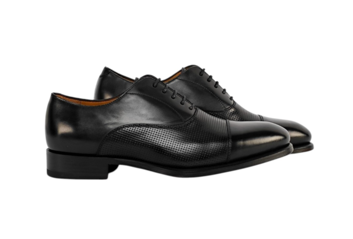 1200$ TESTONI 1929 Oxford Shoes Black Perforated Lux Calf 5 UK / 6 US / 39 IT