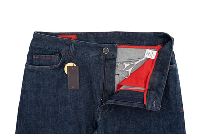 690$ ISAIA NAPOLI Dark Blue 5 Pockets Denim Jeans Trousers Pant Regular Cotton