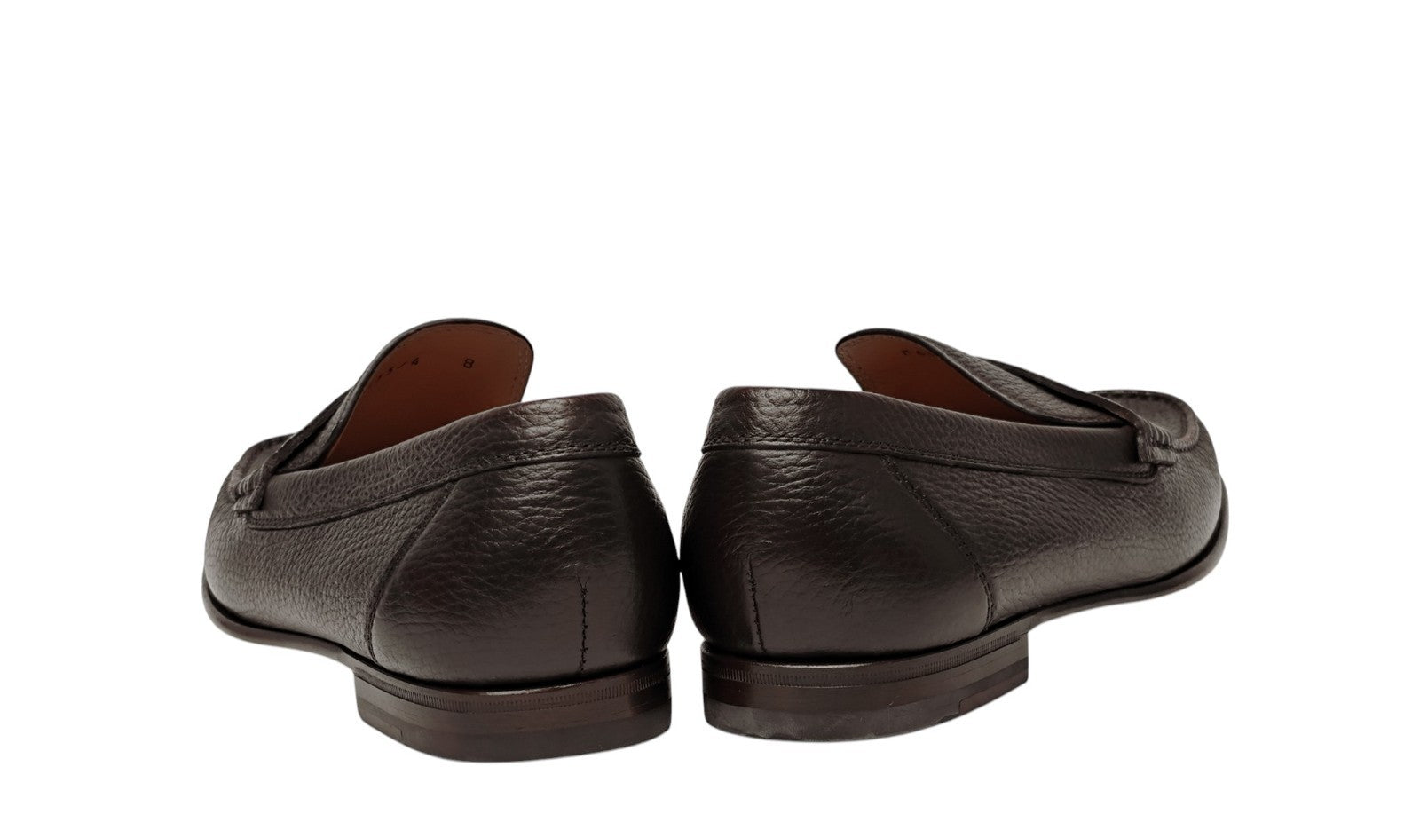 1250$ TESTONI "Piuma" Penny Loafer Shoes Deerskin Cigar 8 UK / 9 US / 42 IT