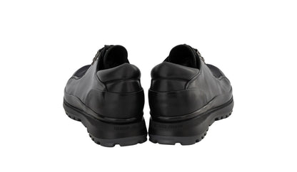 1120$ GIORGIO ARMANI Derby Shoes Black Lug Sole Tech + Leather 5 UK / 6 US/39 IT