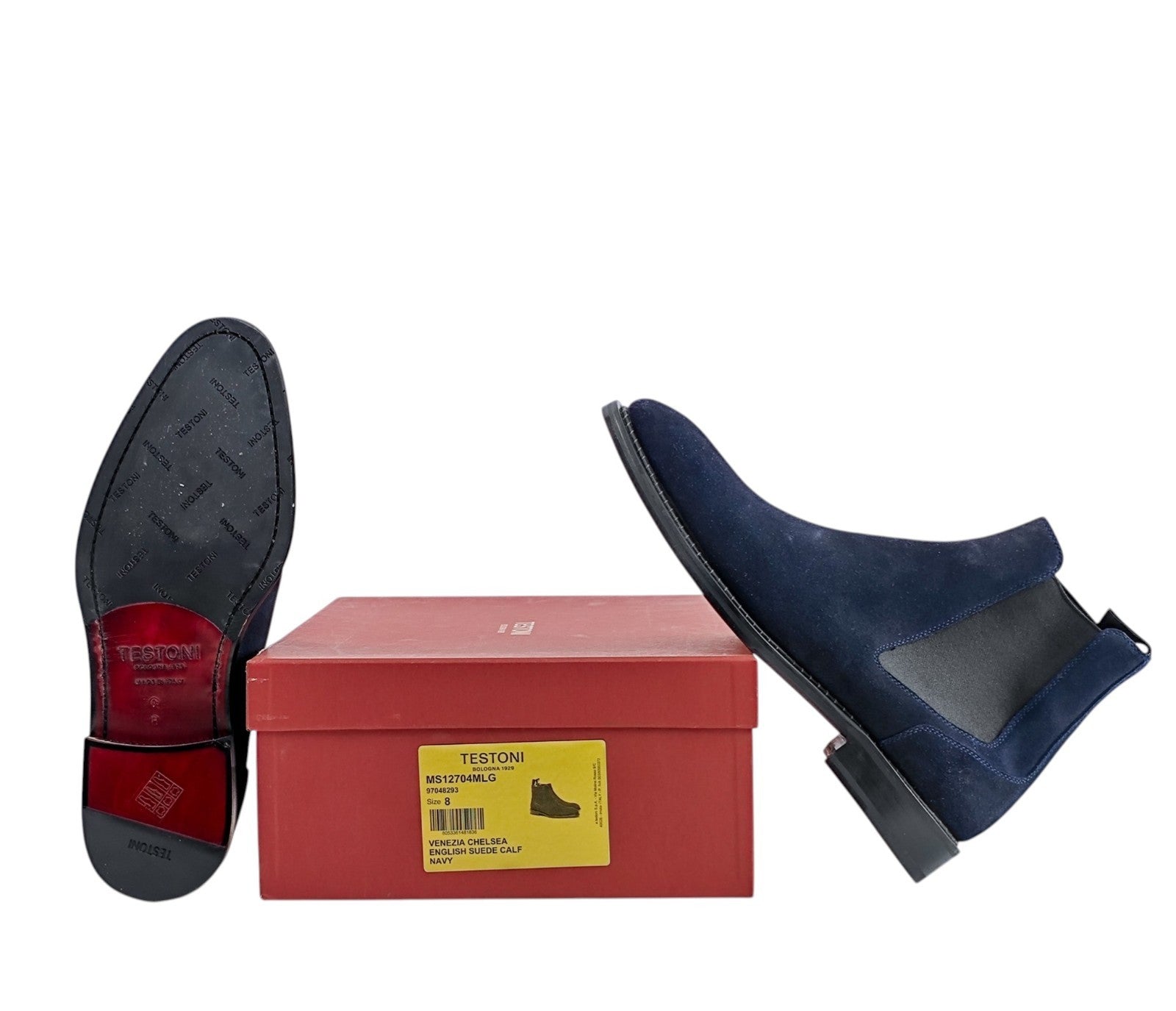 1450$ TESTONI Venezia Blue Chelsea Boot English Suede Calf  8 UK / 9 US / 42 IT