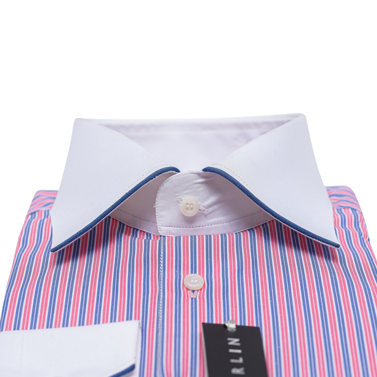 690$ LUXURY GERLIN Shirt Striped Blue / Red Fine Cotton 16 - 41 3P BIJAN