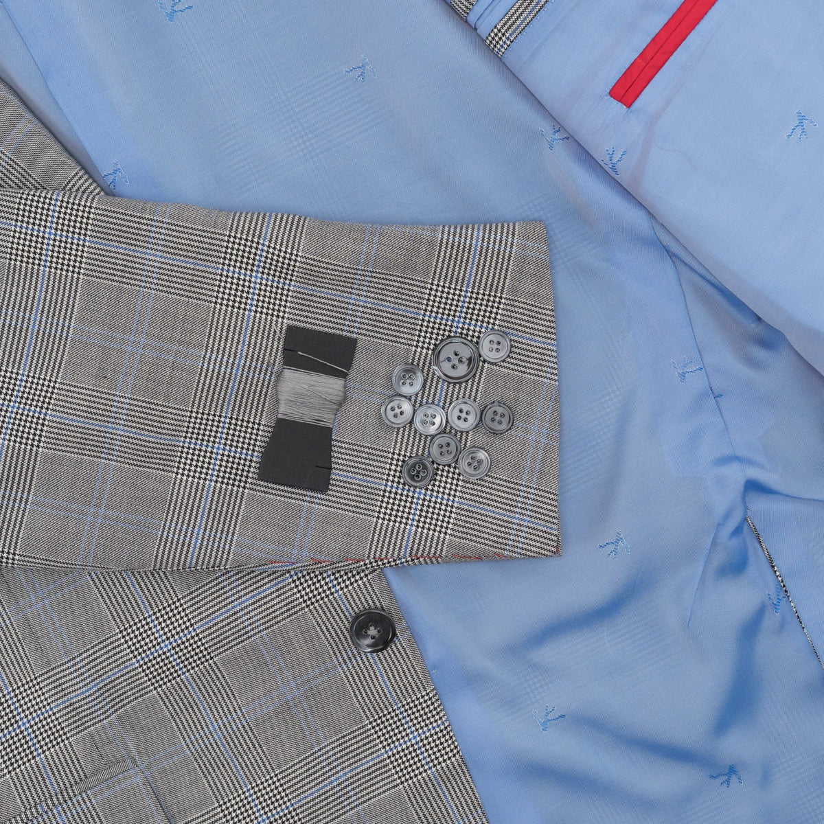 $6550 ISAIA NAPOLI "Base 5" Gray Suit Fine Wool Prince of Wales 42 US / 52 EU 7R