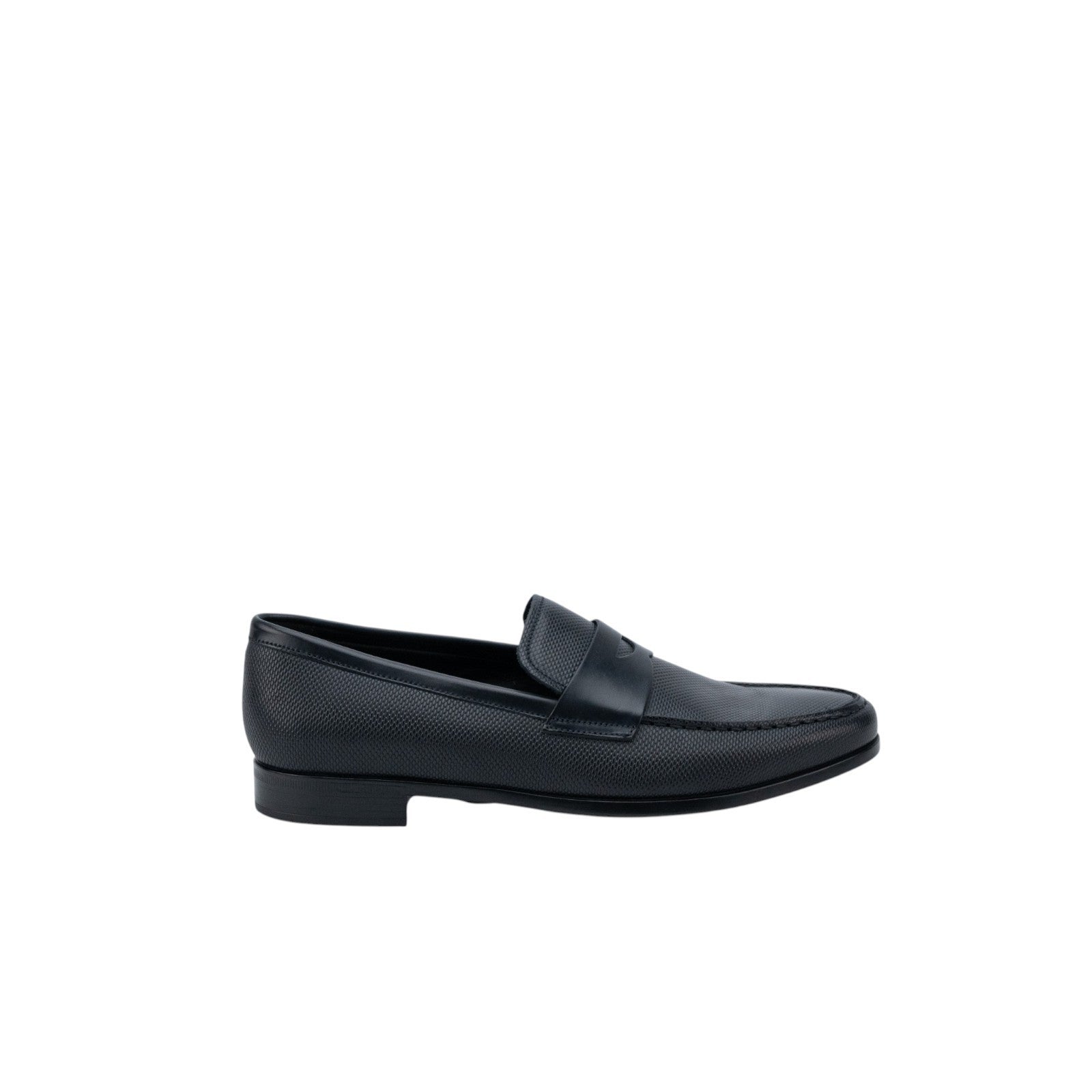 1150$ GIORGIO ARMANI Penny Loafers Shoes Blue Textured Leather 6 UK  7 US  40 IT