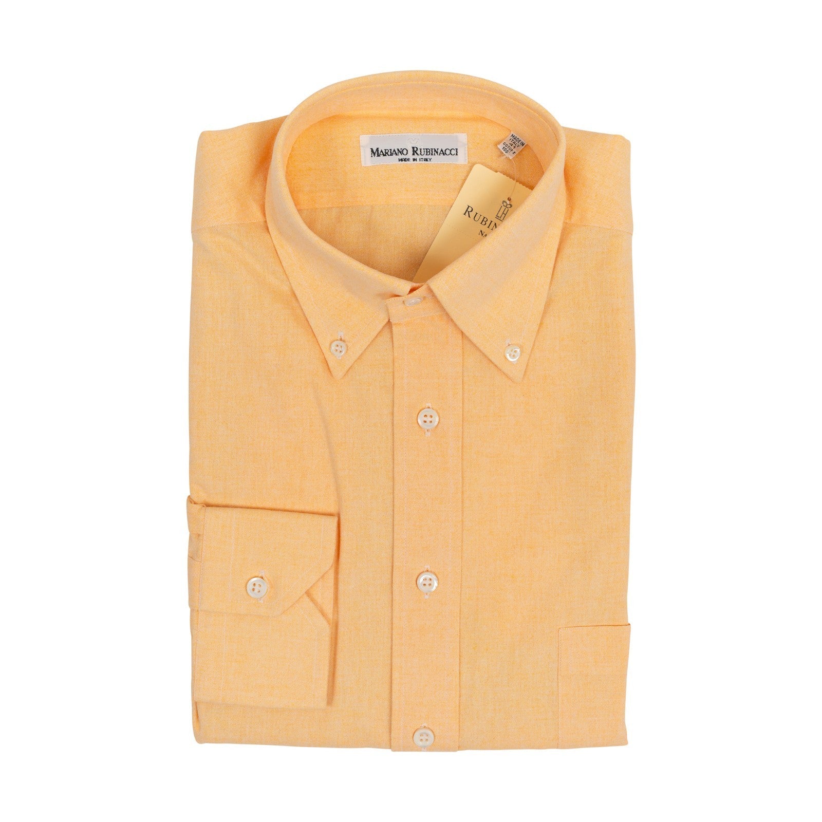 520$ RUBINACCI NAPOLI Orange Shirt Cotton Button Down Classic Fit  1J