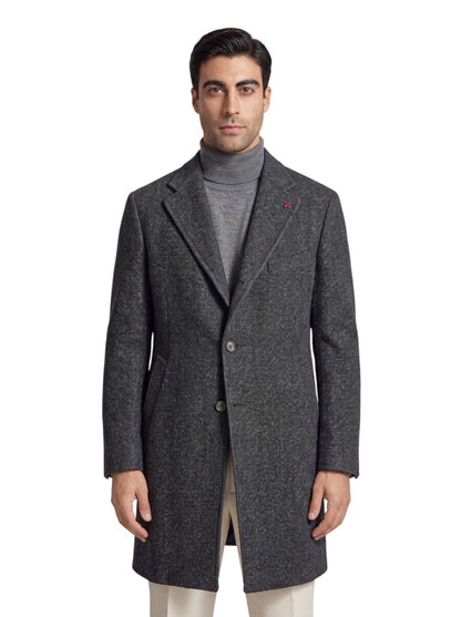 7400$ ISAIA NAPOLI Dark Gray Overcoat Coat Wool & Cashmere 42 US / 52 IT