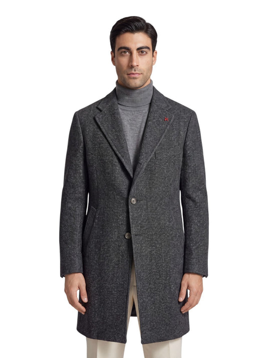 7400$ ISAIA NAPOLI Dark Gray Overcoat Coat Wool & Cashmere 42 US / 52 IT
