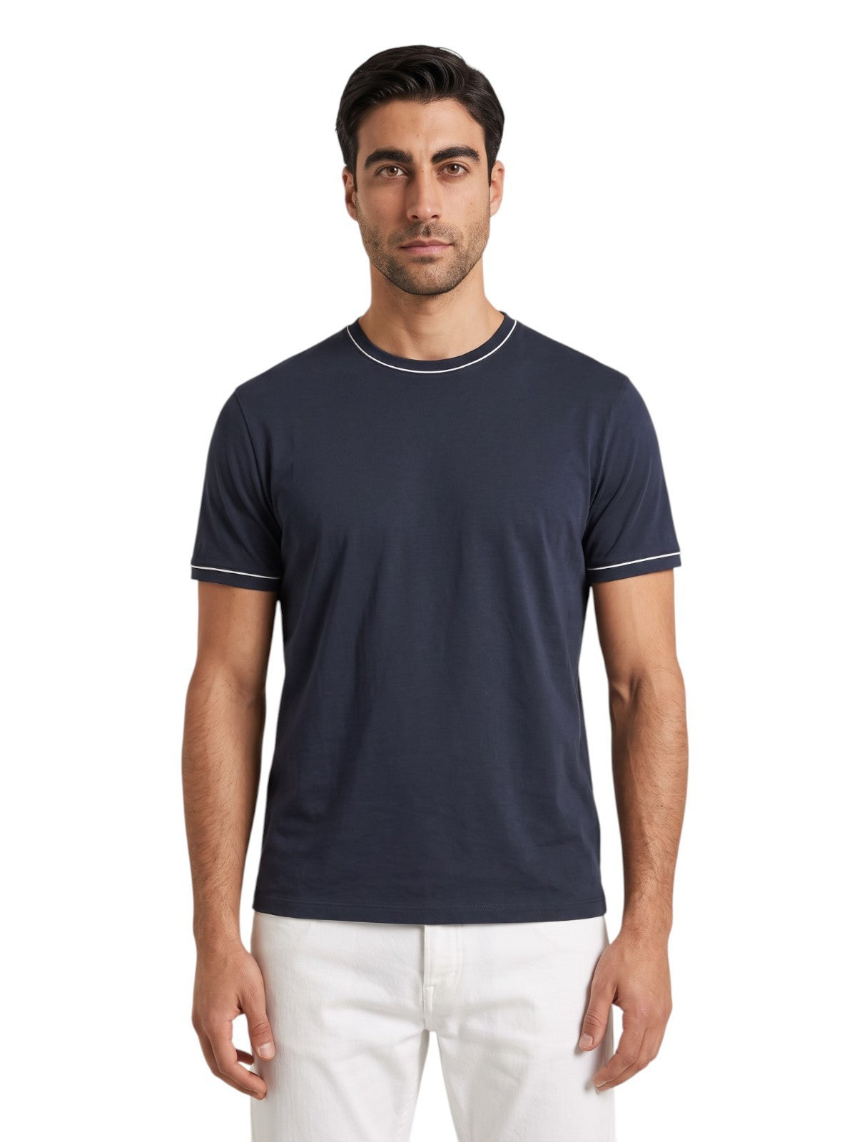 625$ ISAIA NAPOLI Blue Navy T-Shirt Short Sleeve Fine Cotton Size XXL