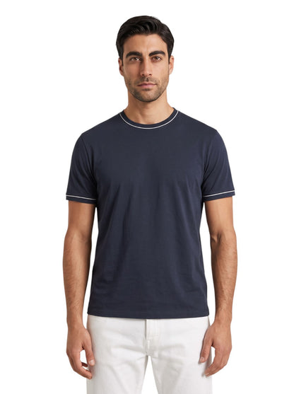 625$ ISAIA NAPOLI Blue Navy T-Shirt Short Sleeve Fine Cotton Size XXL