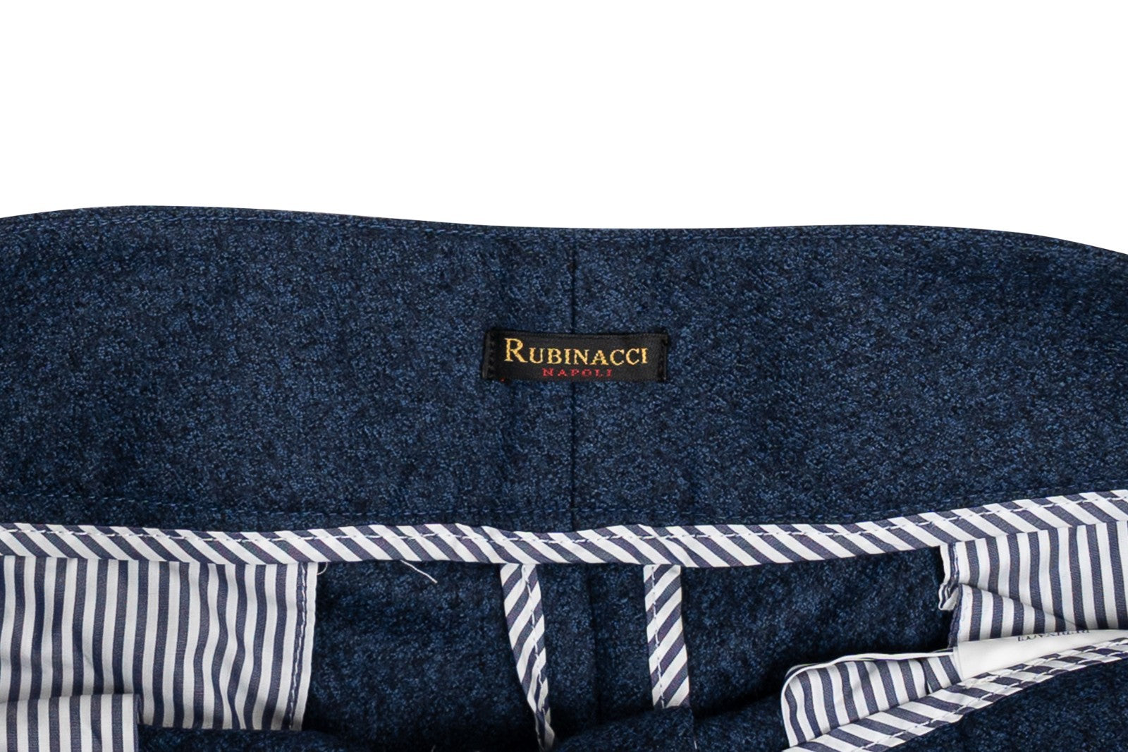 670$ RUBINACCI NAPOLI "Manny" Blue Flannel Wool High Rise Pant 32 US / 48 EU