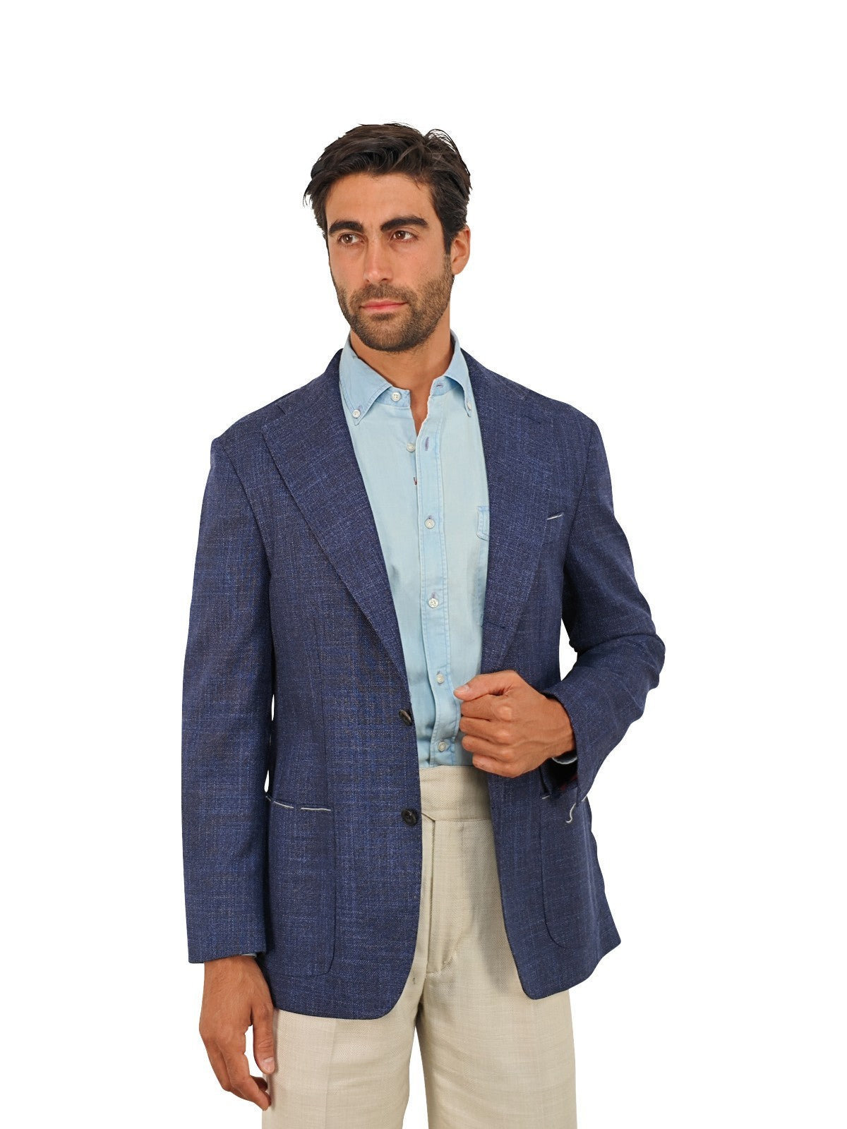 $1950 RUBINACCI NAPOLI Blue Jacket Sport Coat Wool / Silk  42 US 52 EU