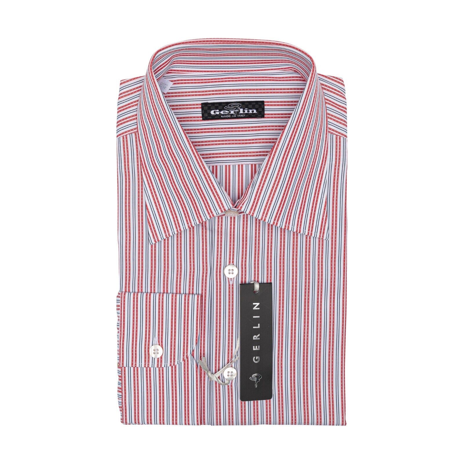 690$ LUXURY GERLIN Shirt Striped SUPRALUX ALUMO Cotton 16  41 - 8T BIJAN