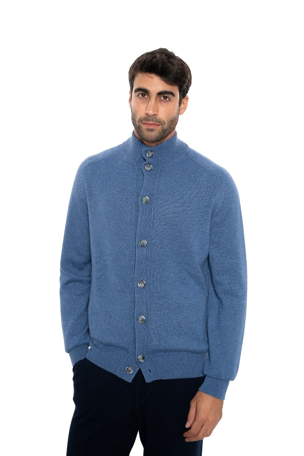 $2200 FEDELI CASHMERE "Carezza" Blue Cardigan Jacket 100% Cashmere 42 US / 52 EU