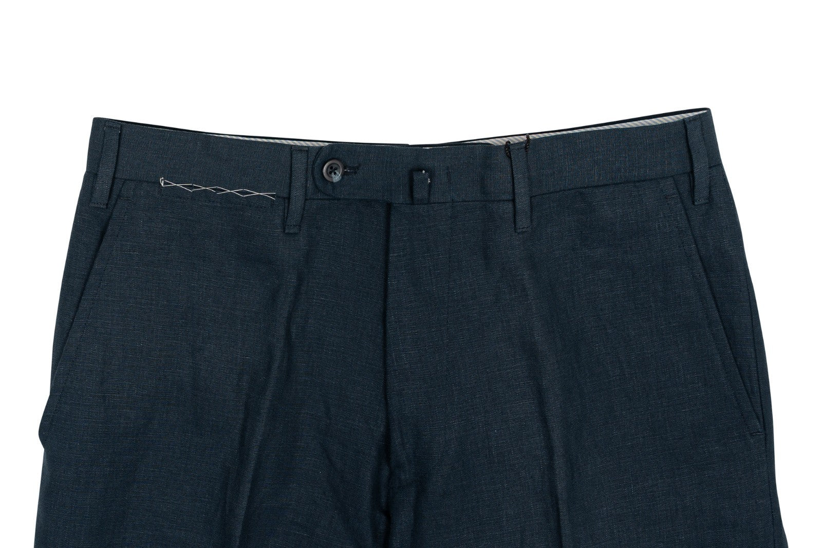 670$ RUBINACCI NAPOLI Dark Blue 100% Linen Dress Pant 30 US / 46 EU