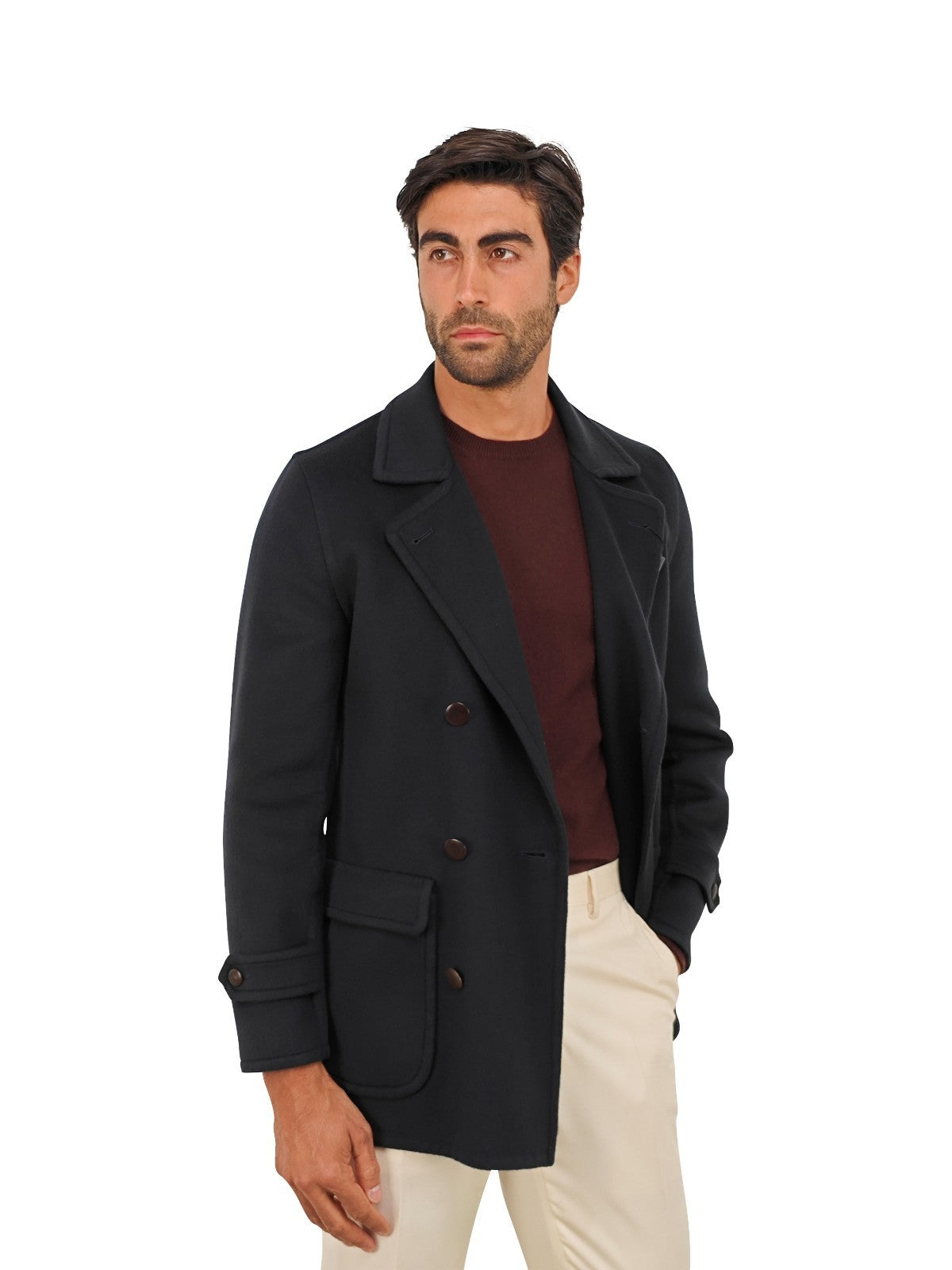 $3250 RUBINACCI NAPOLI Blue Caban Coat Jacket 100% Cashmere 36 US / 46 EU ( S )