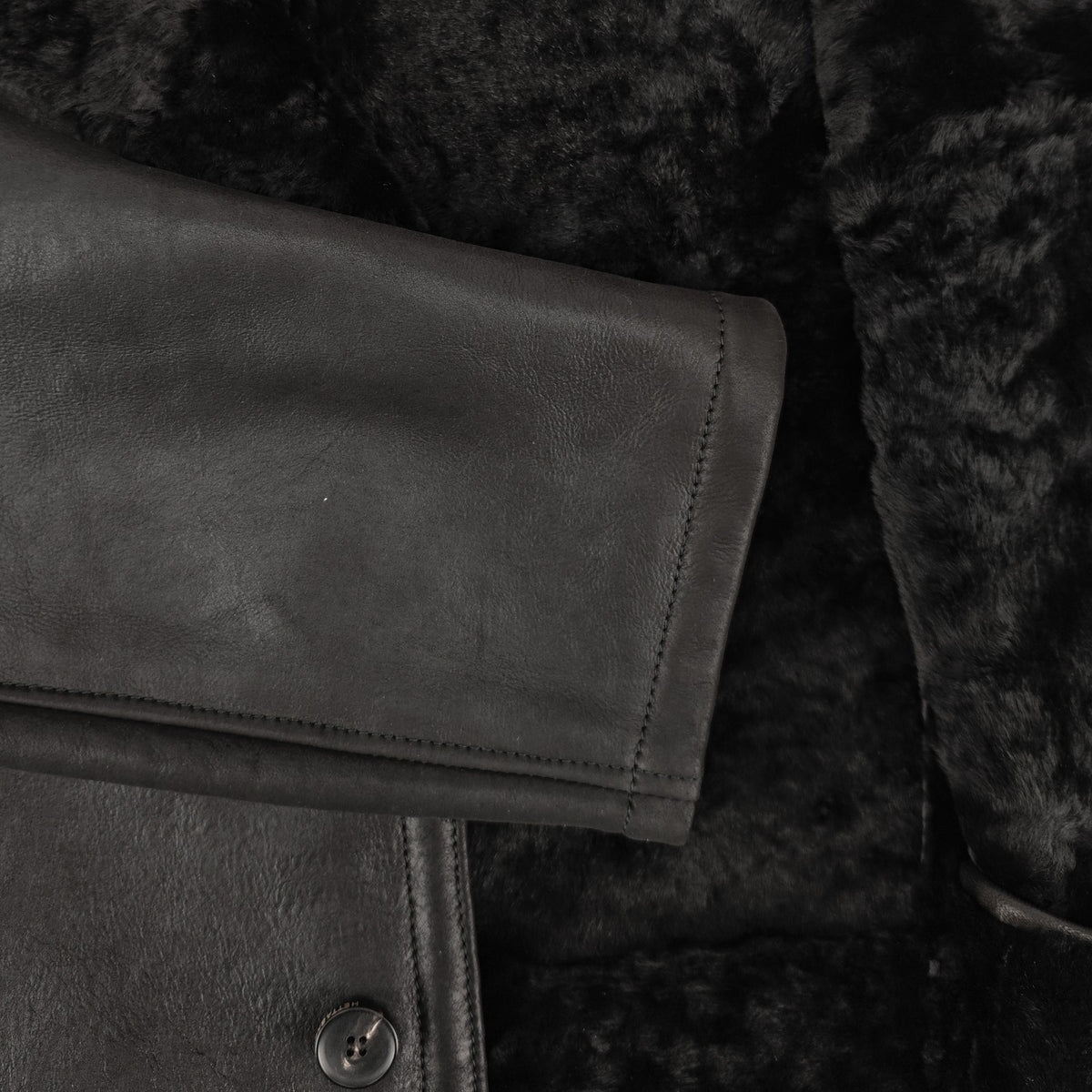 4500$ HETTABRETZ Black Shearling Leather Coat Nappa Made Italy 38 US / 48 IT
