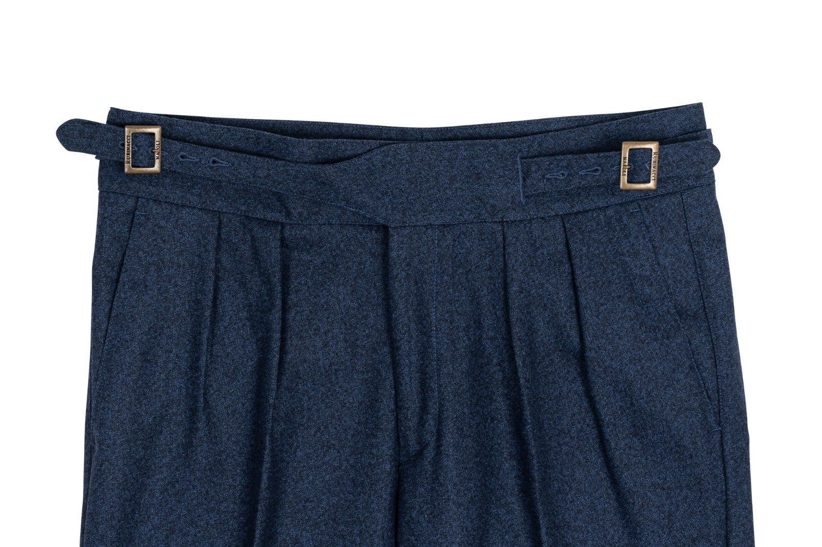 670$ RUBINACCI NAPOLI "Manny" Blue Flannel Wool High Rise Pant 32 US / 48 EU