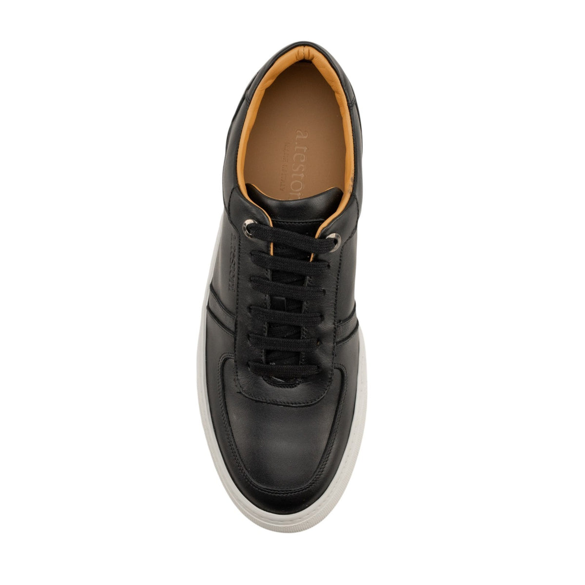 950$ TESTONI BOLOGNA Sneaker Napa Calf + Saffiano Calf Black 8 UK/  9 US / 42 IT