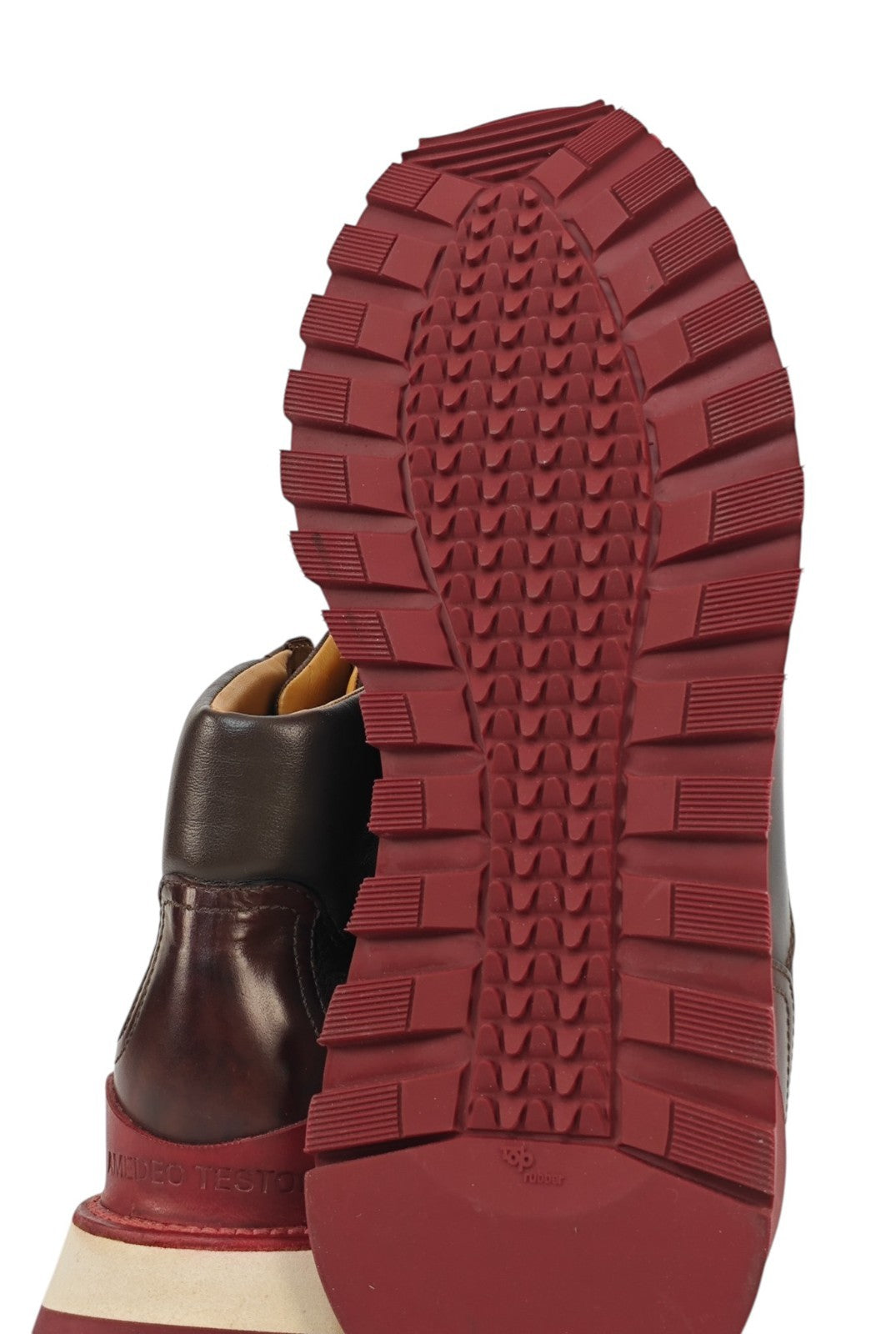 1200$ TESTONI "Piuma" High Top Sneaker  Nappa + Deerskin 8 UK / 9  US / 42 IT