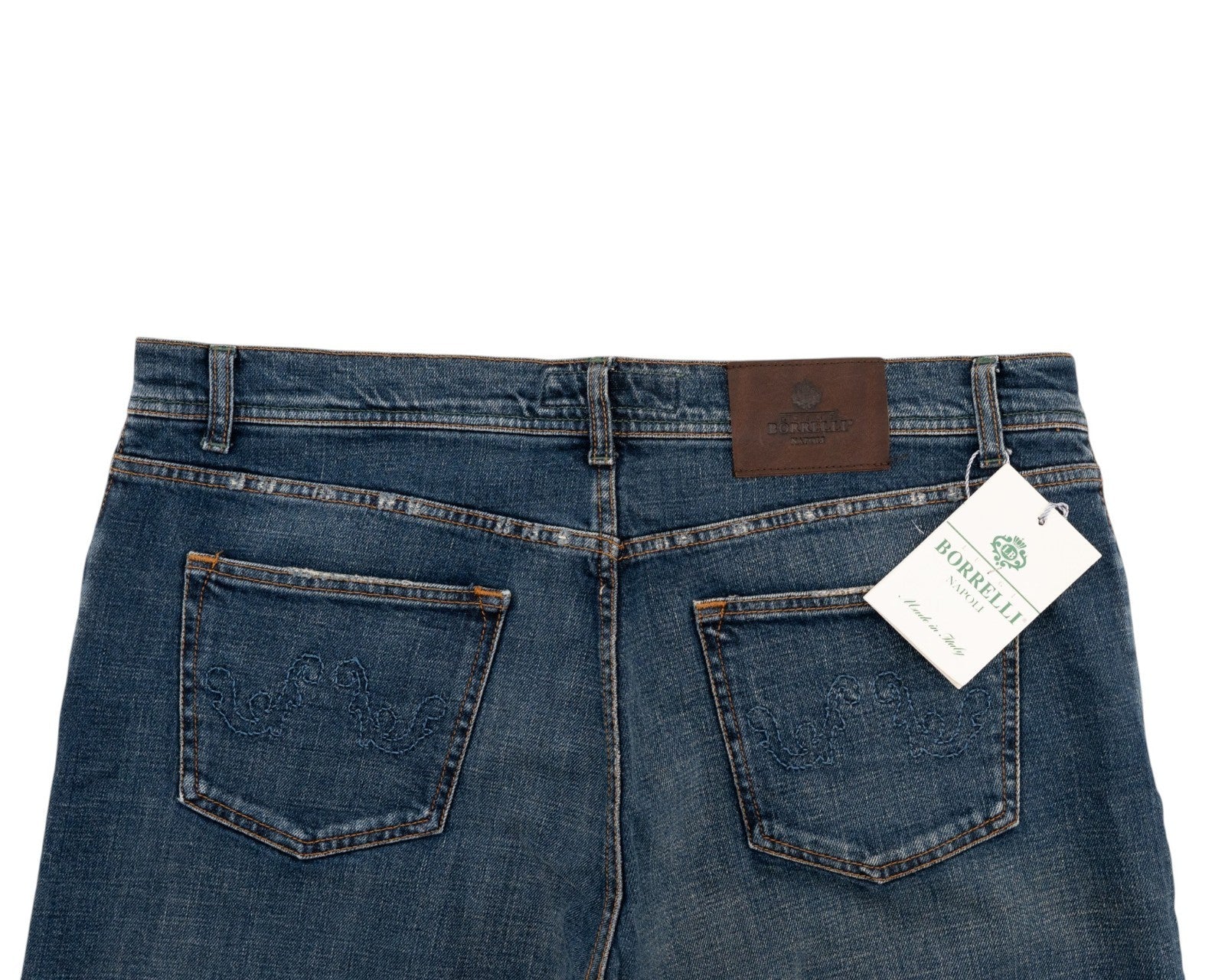 415$ LUIGI BORRELLI NAPOLI Dark Blue Denim Jeans Pant Twill Cotton Made in Italy