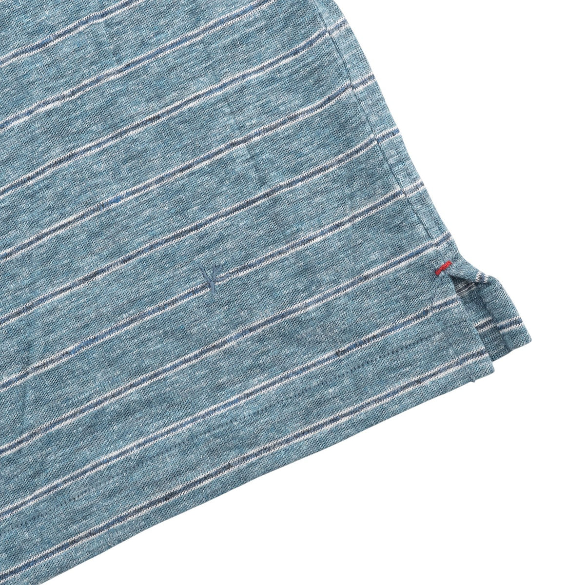 850$ ISAIA NAPOLI Teal Blue Striped Polo 100% Linen Jersey Size 2XL
