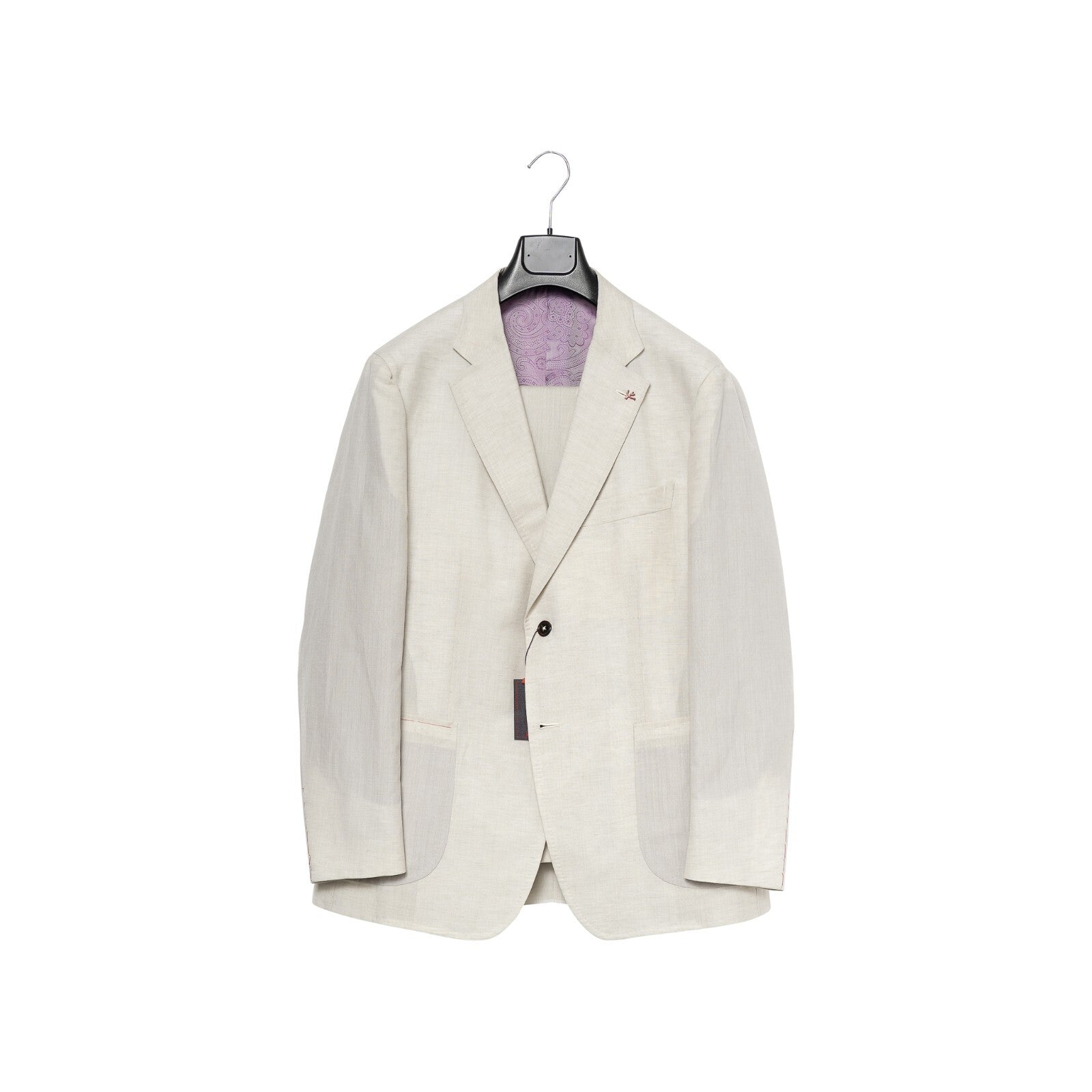 $5500 ISAIA NAPOLI Ivory Hand-Sewn Suit Wool & Linen 46 US / 56 EU  8R