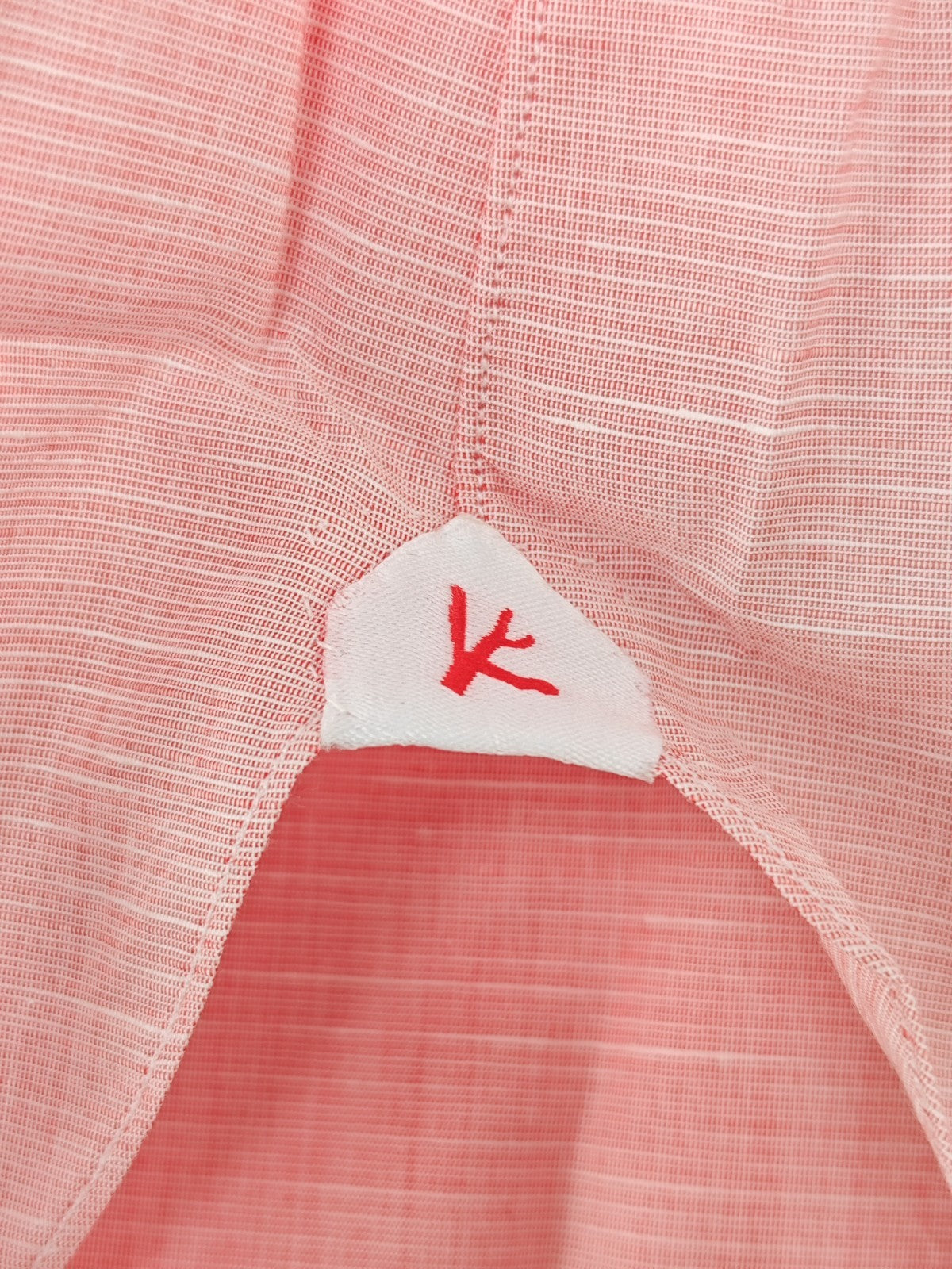 765$ ISAIA NAPOLI "Mix" Salmon Dress Shirt Hand-Sewn Cotton Linen 15.5 - 39