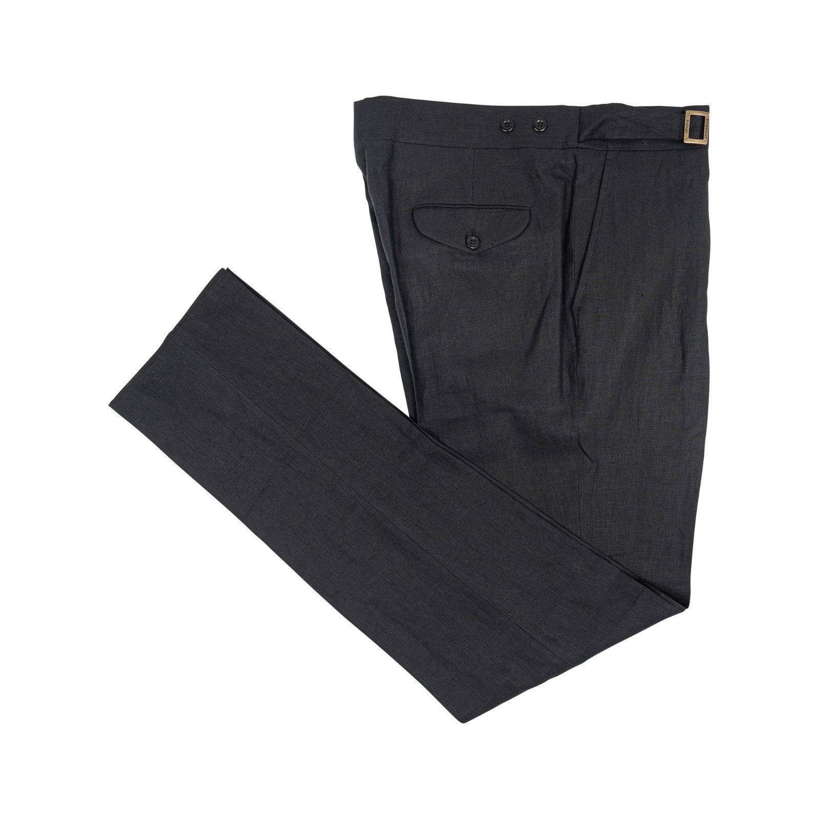 670$ RUBINACCI NAPOLI "Genny" Black 100% Linen Trouser Pant 40 US / 56 EU