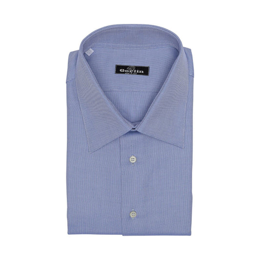690$ LUXURY GERLIN Shirt Blue ALUMO Heavy Cotton 17.75 - 45 1P ZILLI