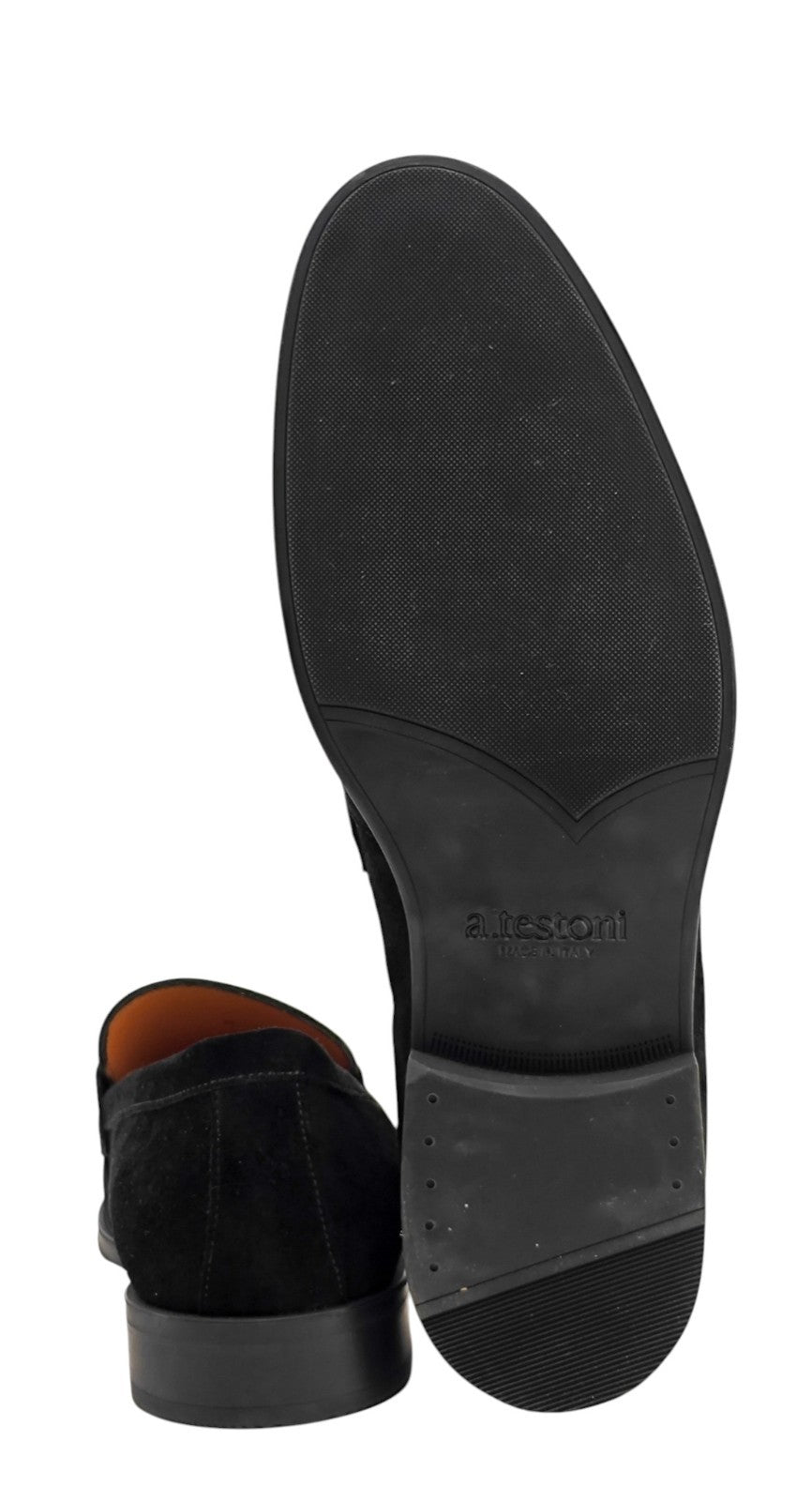 1250$ TESTONI Casual Loafer Shoes Suede Calf Black  8 UK / 9 US / 42 IT