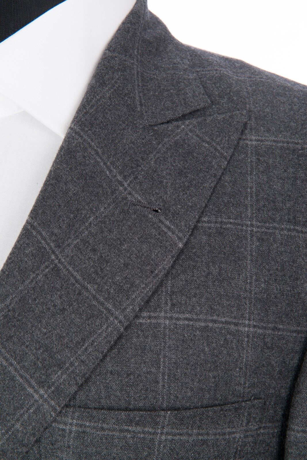 $1680 D'AVENZA Grey Wool Windowpane Jacket Blazer DB Sewn in Italy 40 US / 50 EU