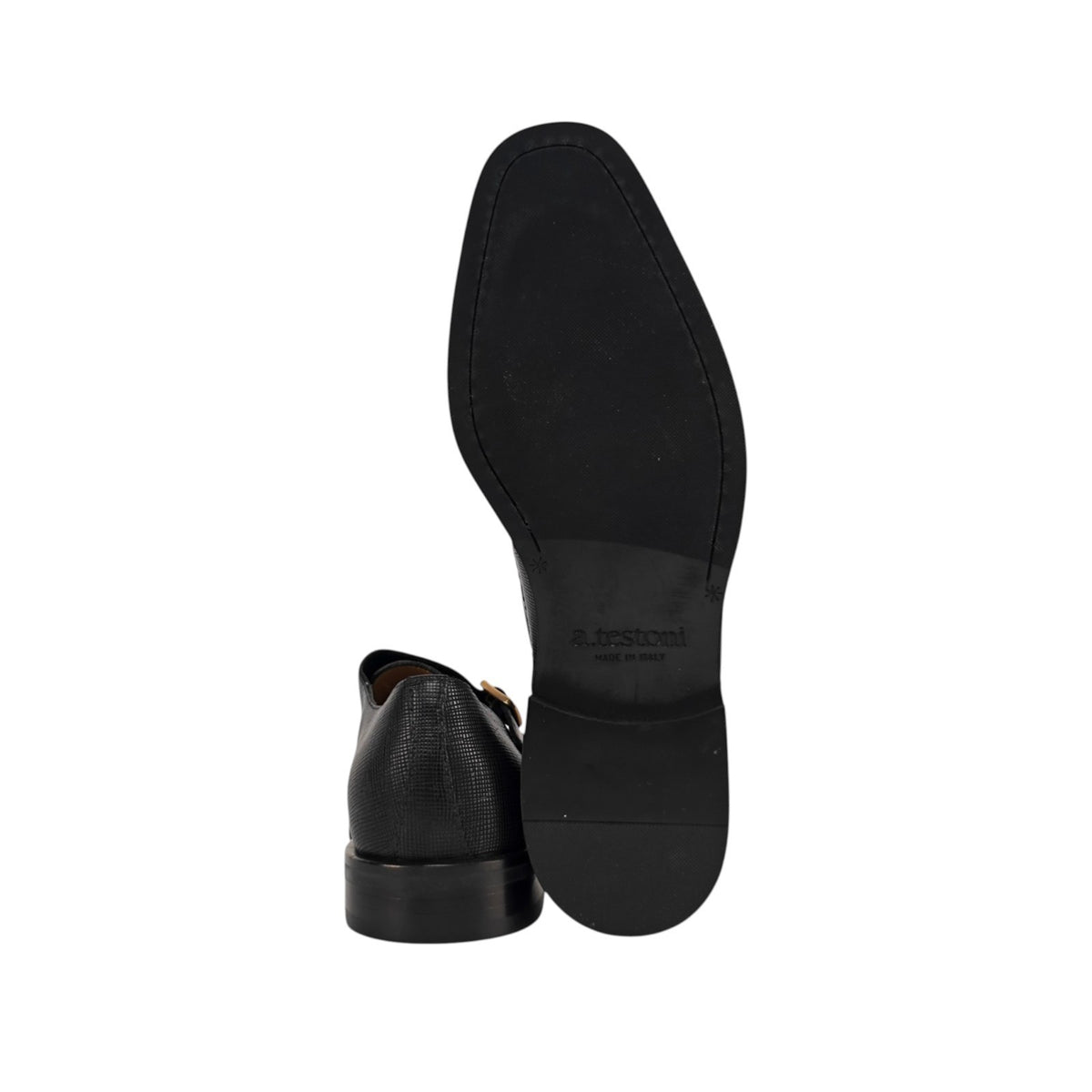 1250$ TESTONI Black Double Monk Shoes Saffiano Soft Calf 8 UK / 9 US / 42 IT