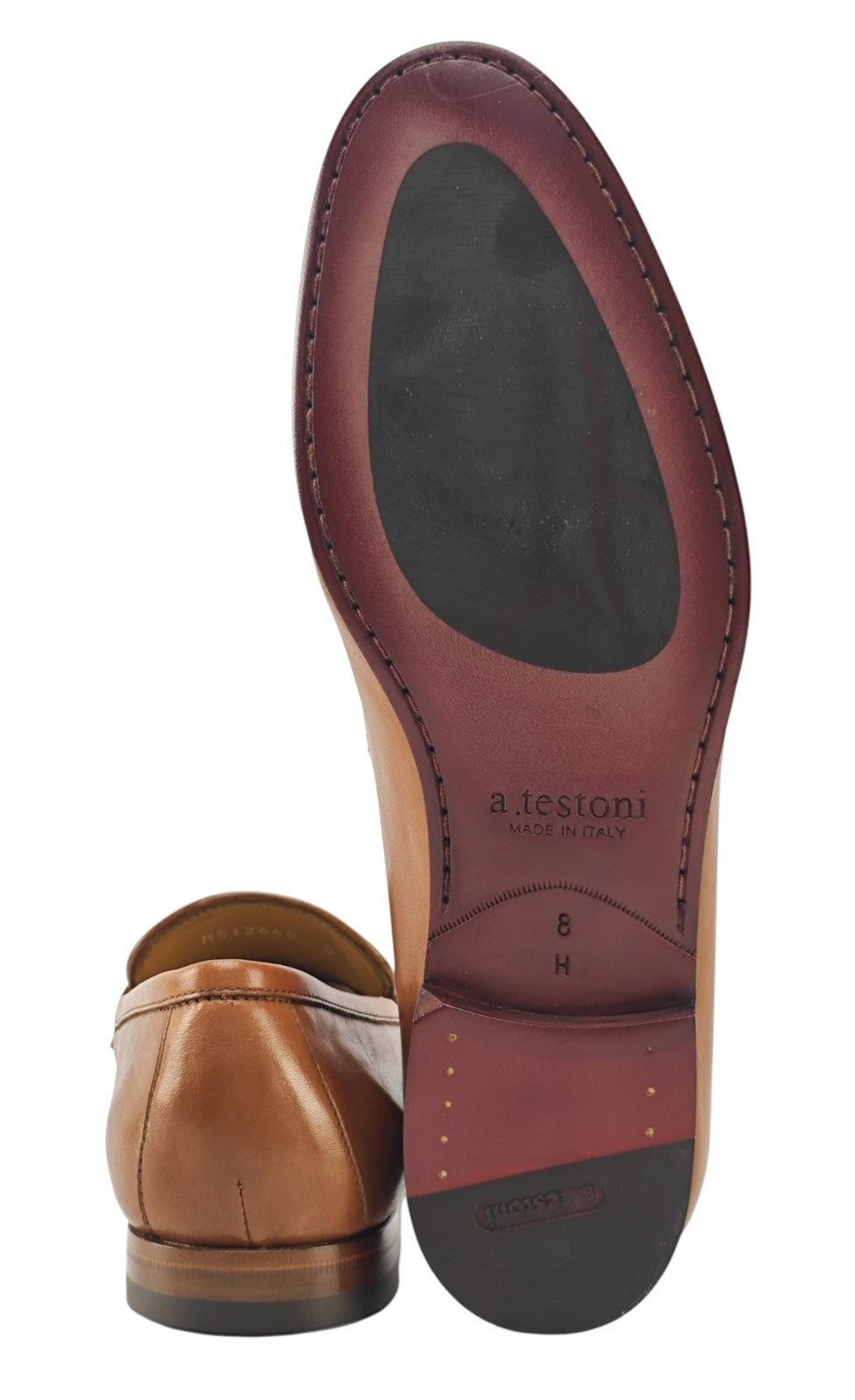 $1350 TESTONI Loafer Shoes Bolognese Construction Calf Caramel