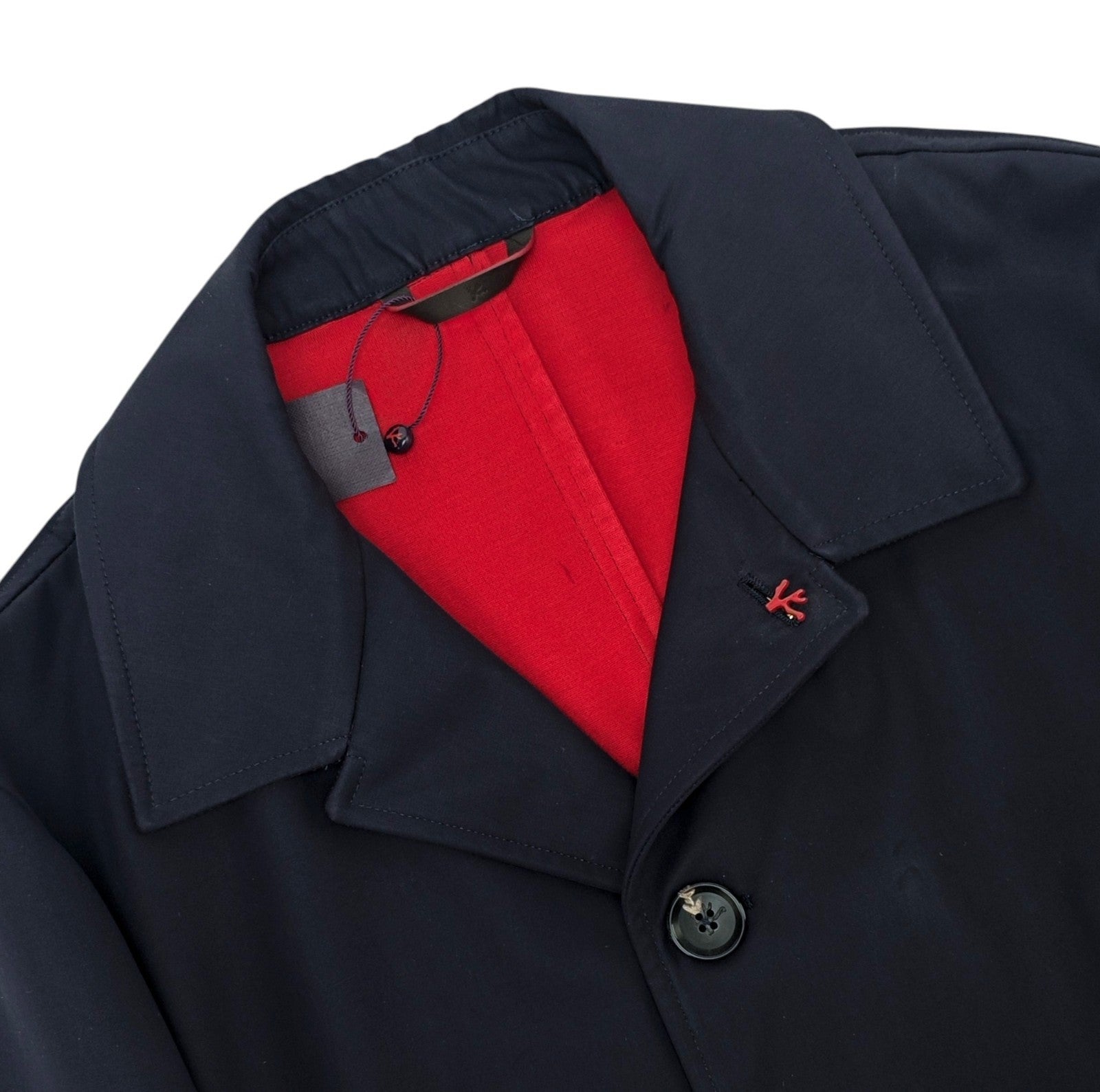 4250$ ISAIA "San Gennaro" Blue Car Coat Jacket Cotton - Silk  38 US / 48 EU R