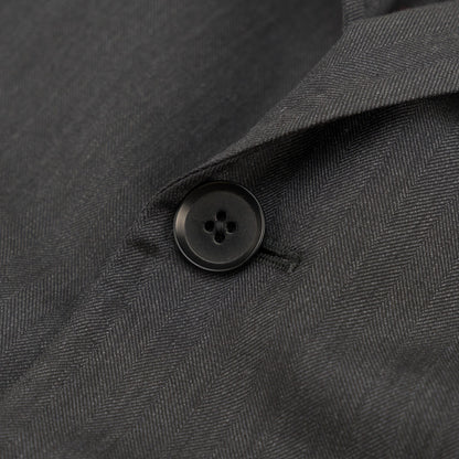 $6850 ISAIA NAPOLI "Capri" Gray Suit Hand-Sewn Fine Wool Herringbone