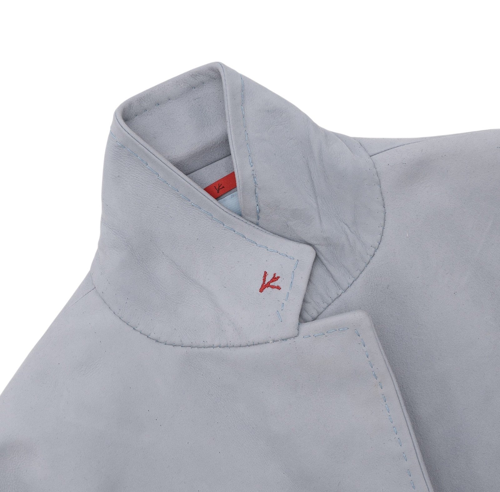 7100$ ISAIA Ice Blue Jacket Sport Coat 100% Suede Lambskin Leather 40 US / 50 EU