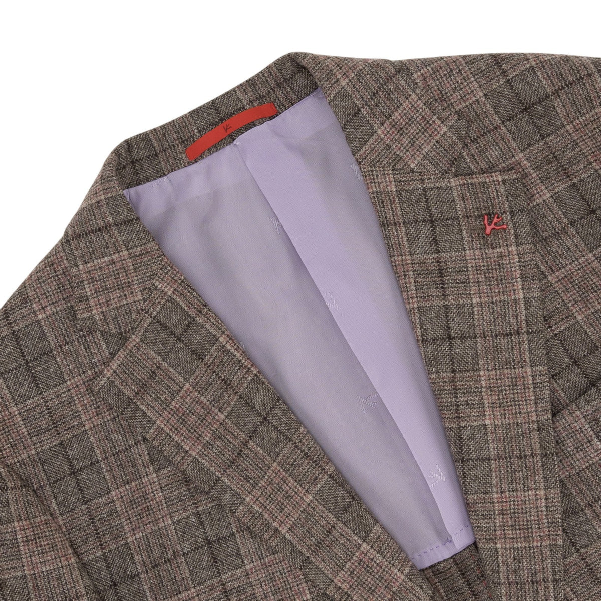 $6850 ISAIA NAPOLI "Capri" Gray - Dark Pink Suit Flannel Wool 40 US / 50 EU 7R