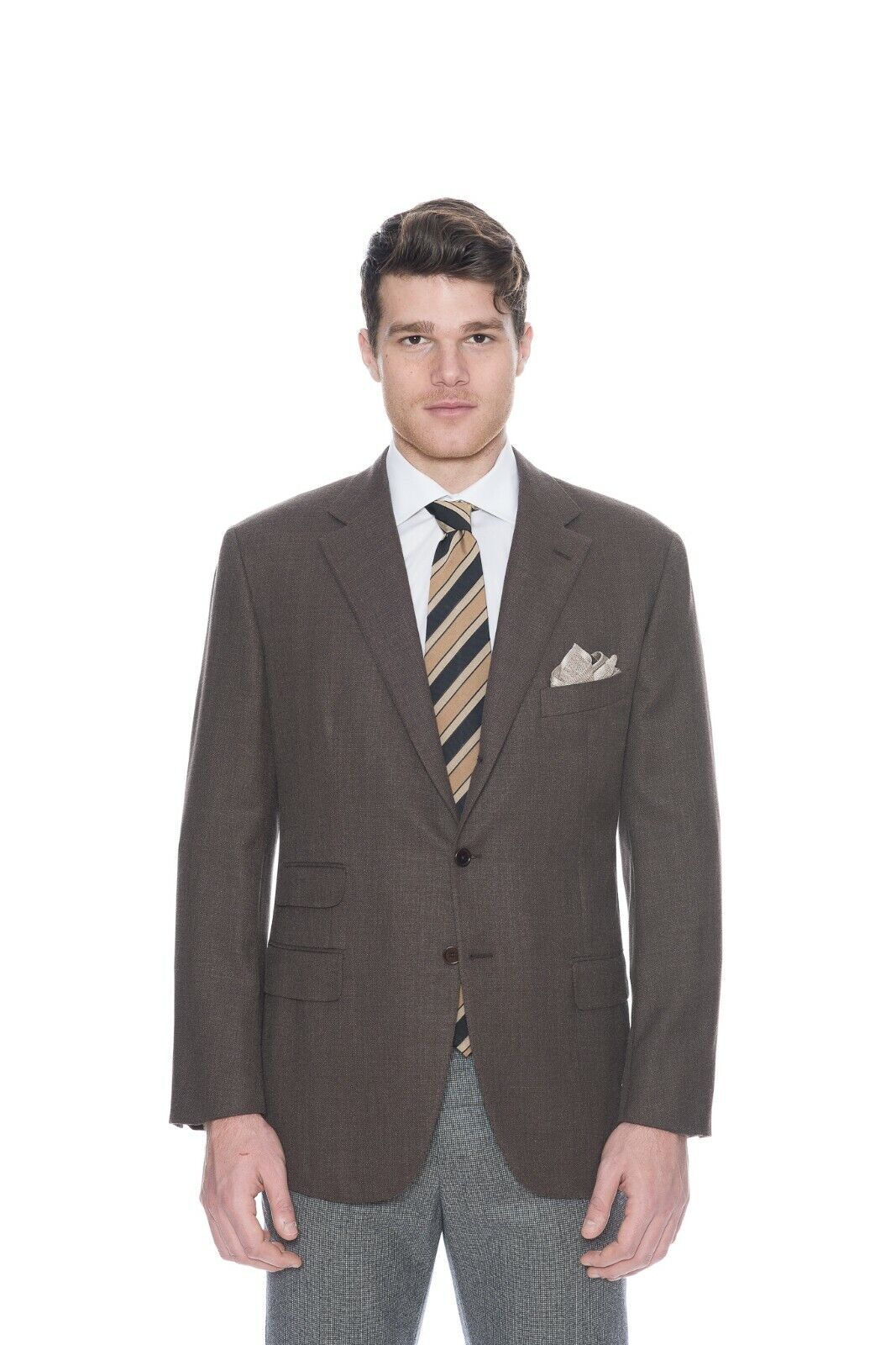 2130$ BELVEST Brown Wool Silk Linen Sartorial Jacket Blazer 46 US / 56 EU 7R