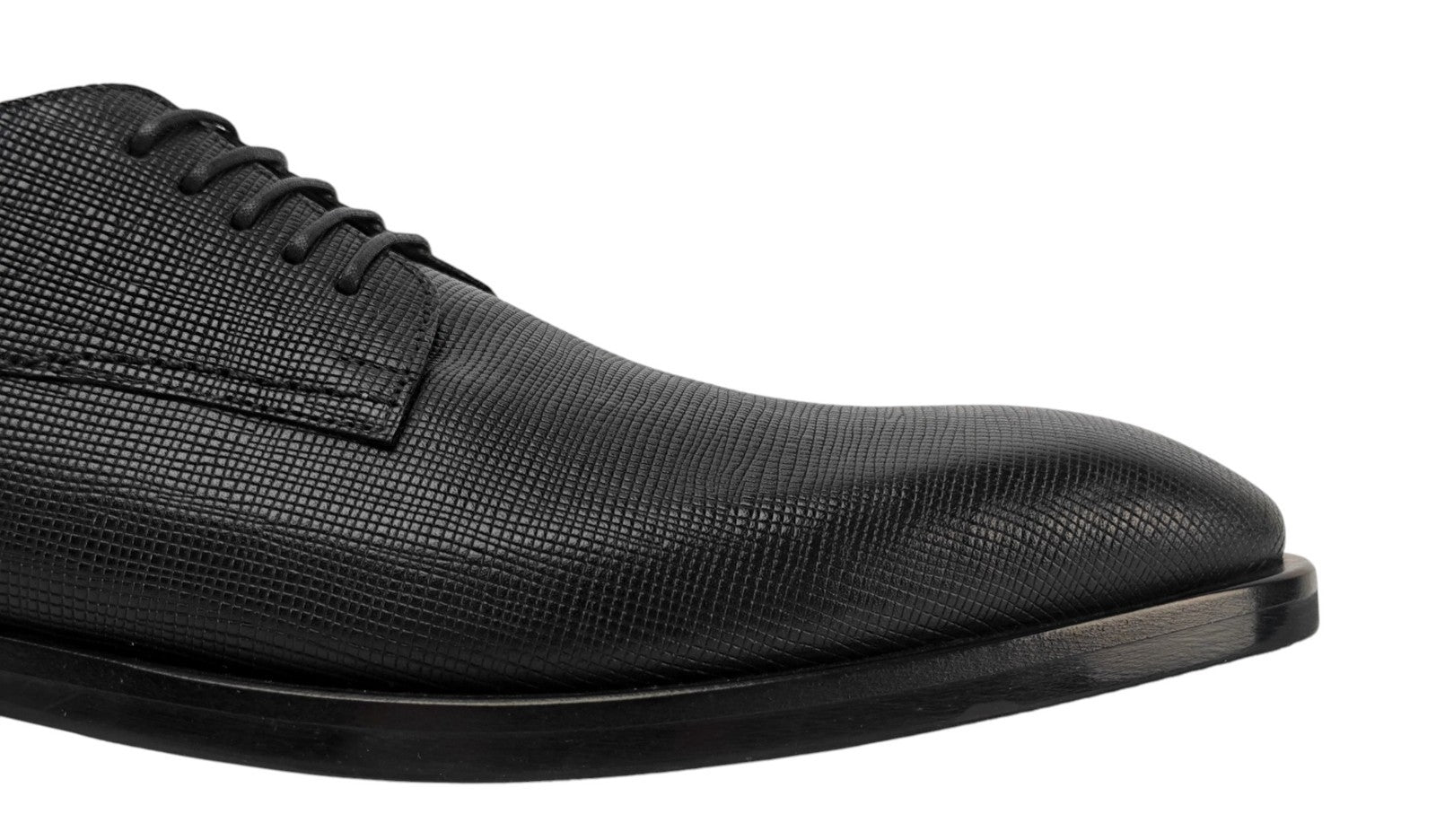 1200$ TESTONI Derby Shoes Saffiano Lux Soft Calf Black 8 UK / 9 US / 42 IT