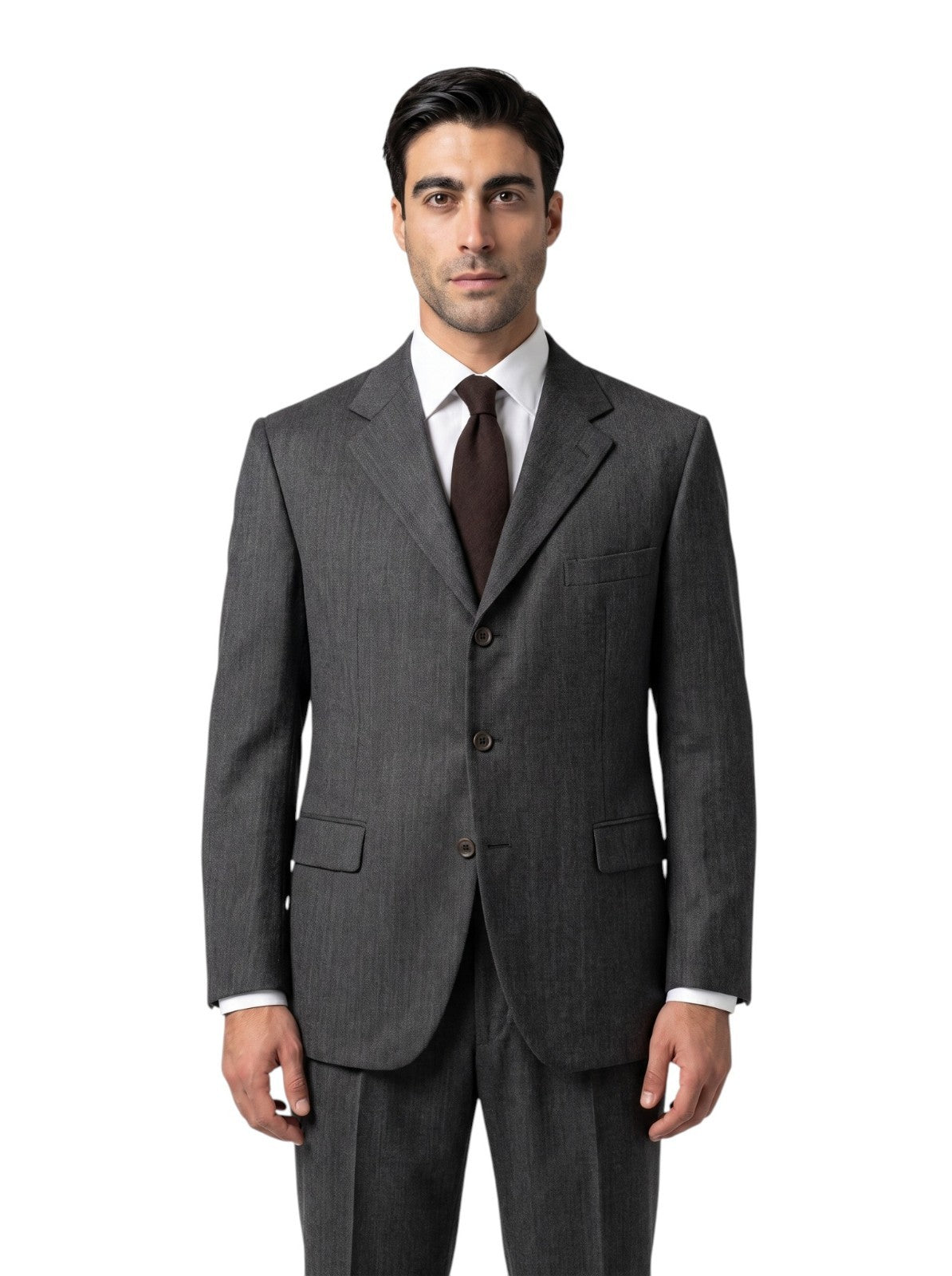 3480$ BURBERRY LONDON Suit Dark Gray Herringbone 100% Cashmere 48 US /  58 IT