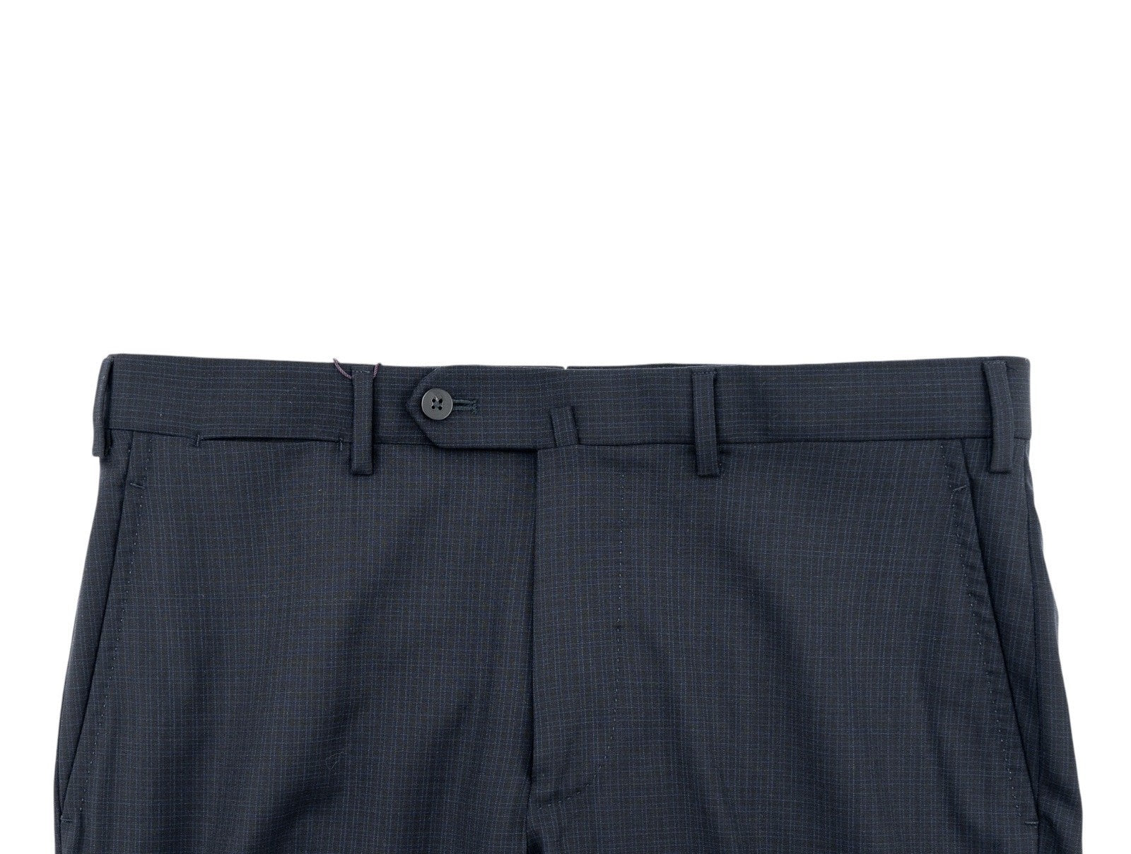 1750$ ISAIA Hand-Sewn Tapered Dress Pant Wool Blue Micro Checks 34 US / 50 EU 8R