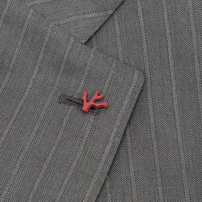 $6850 ISAIA NAPOLI "Gregorio" Gray Suit Hand-Sewn Fine Wool 4 Season Striped