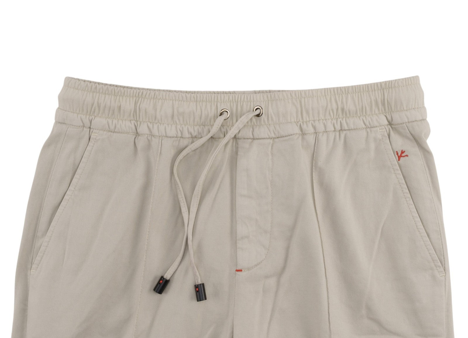 1250$ ISAIA "Comfort Project" Ivory Drawstring Pant Cotton Cashmere Tapered Fit