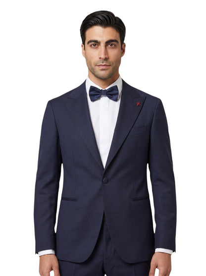 $7120 ISAIA NAPOLI Blue Navy Tuxedo Suit Fine Wool 170's & Silk   36 US 46 EU 8R