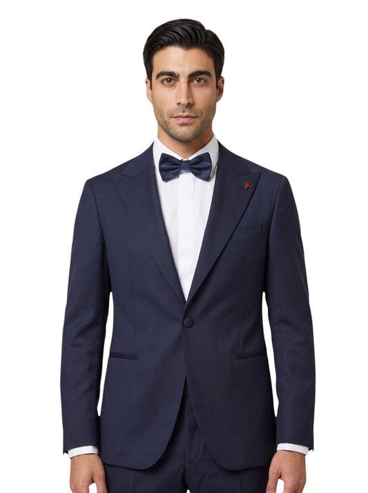 $7120 ISAIA NAPOLI Blue Navy Tuxedo Suit Fine Wool 170's & Silk   36 US 46 EU 8R